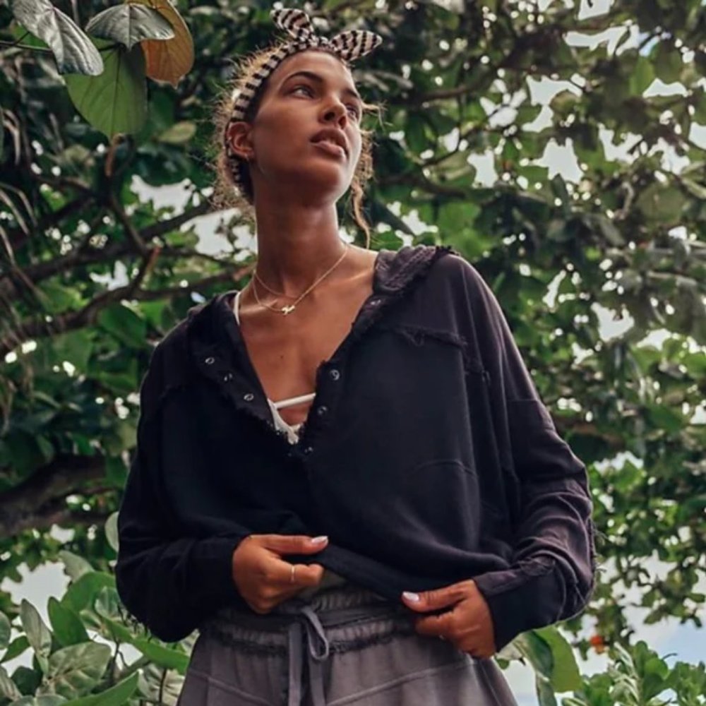 Free People Movement Windy Meadow Hoodie - Black, Size Large